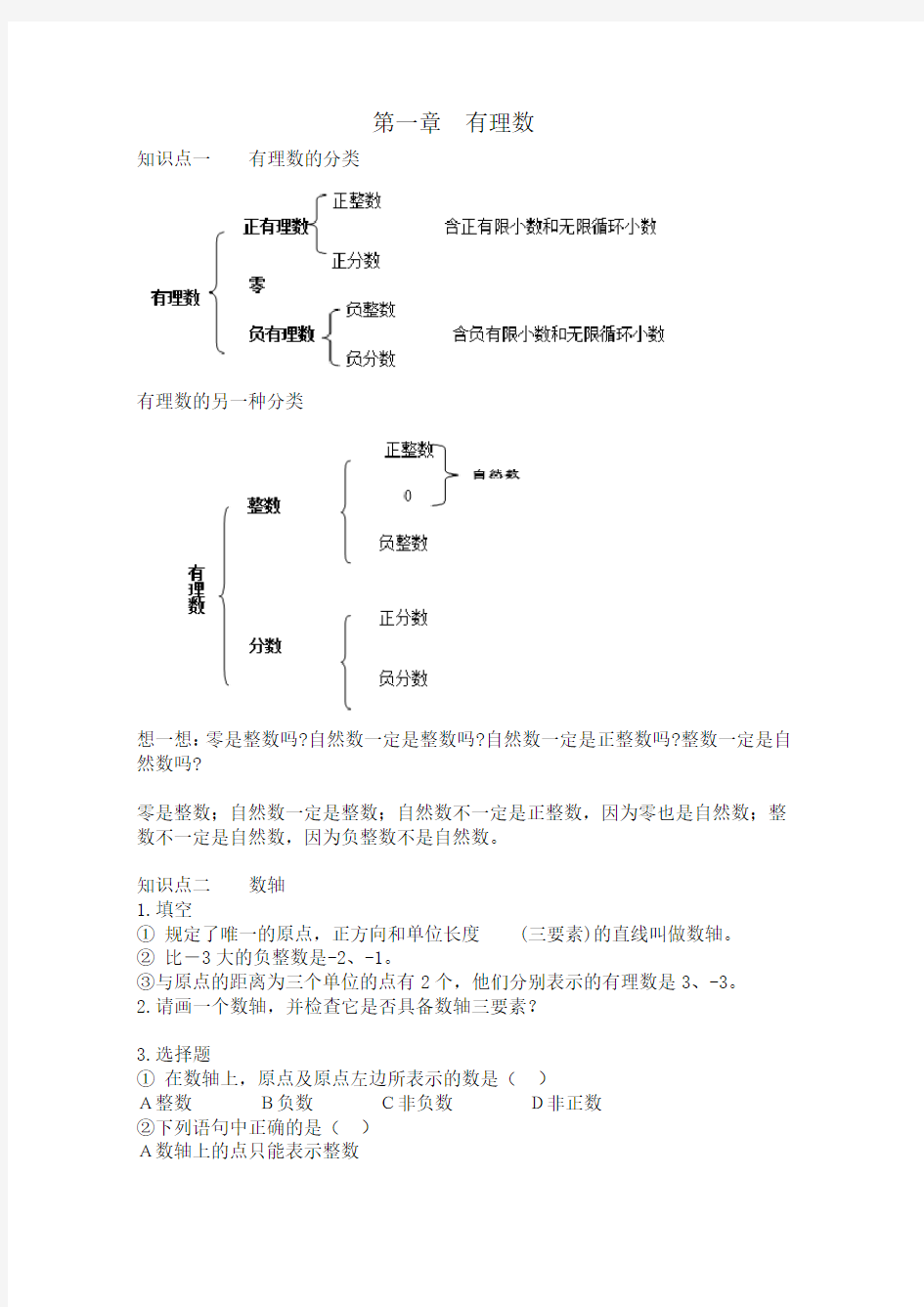 2017人教版七年级数学知识点及典型例题