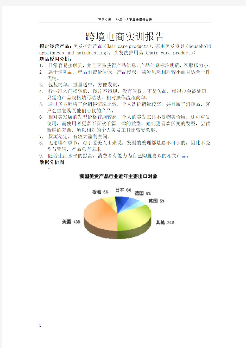 跨境电商实训报告