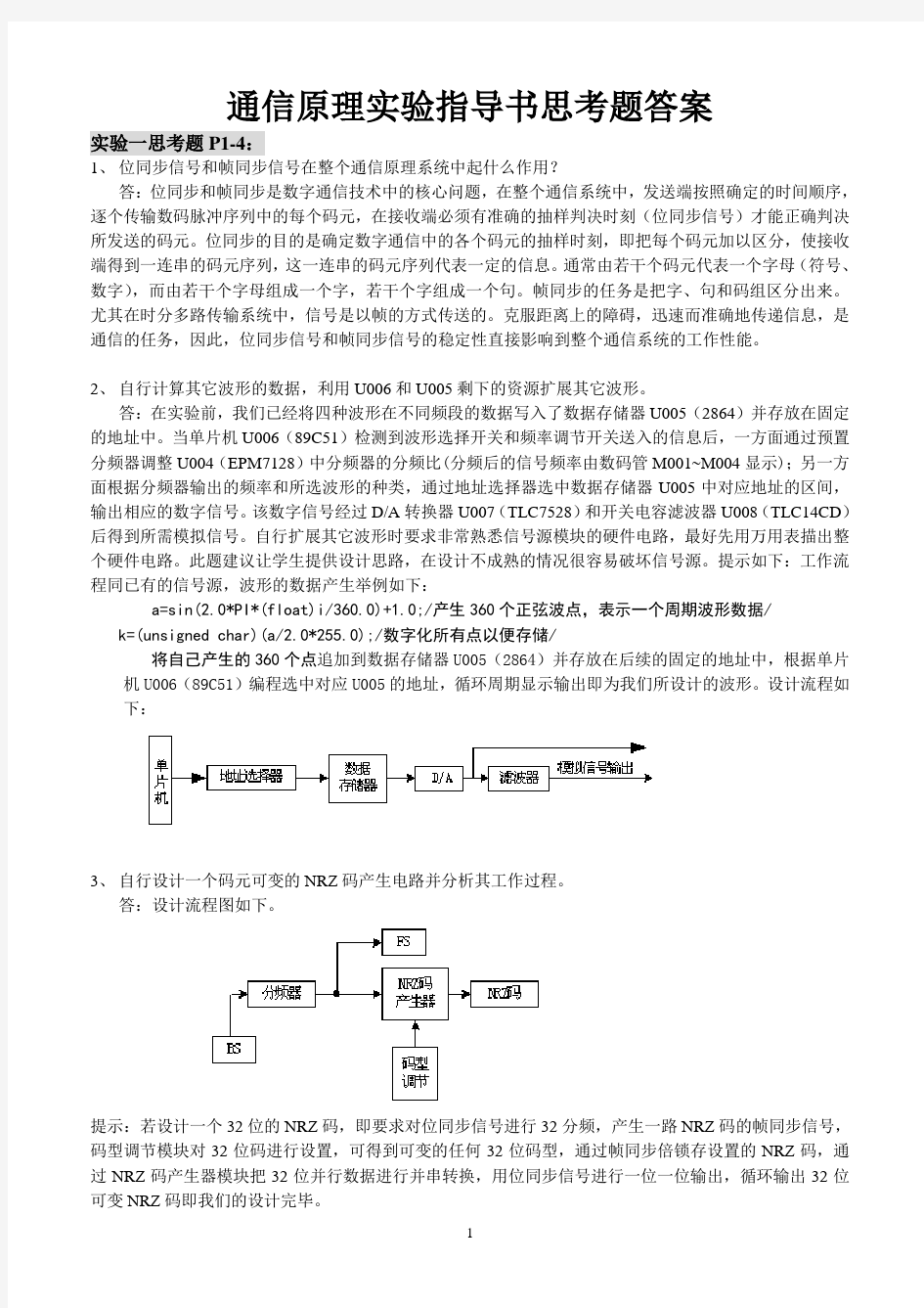 通信原理实验思考题答案