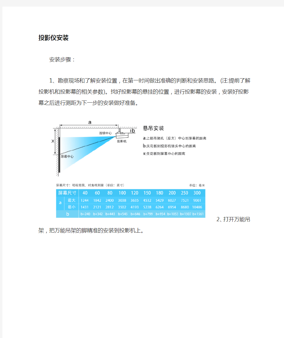 投影机安装及调试步奏 安装有简单配图