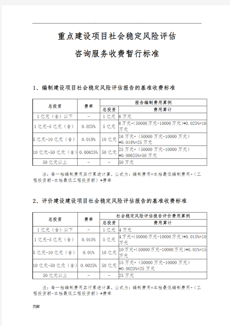 社会稳定风险分析评估报告收费标准