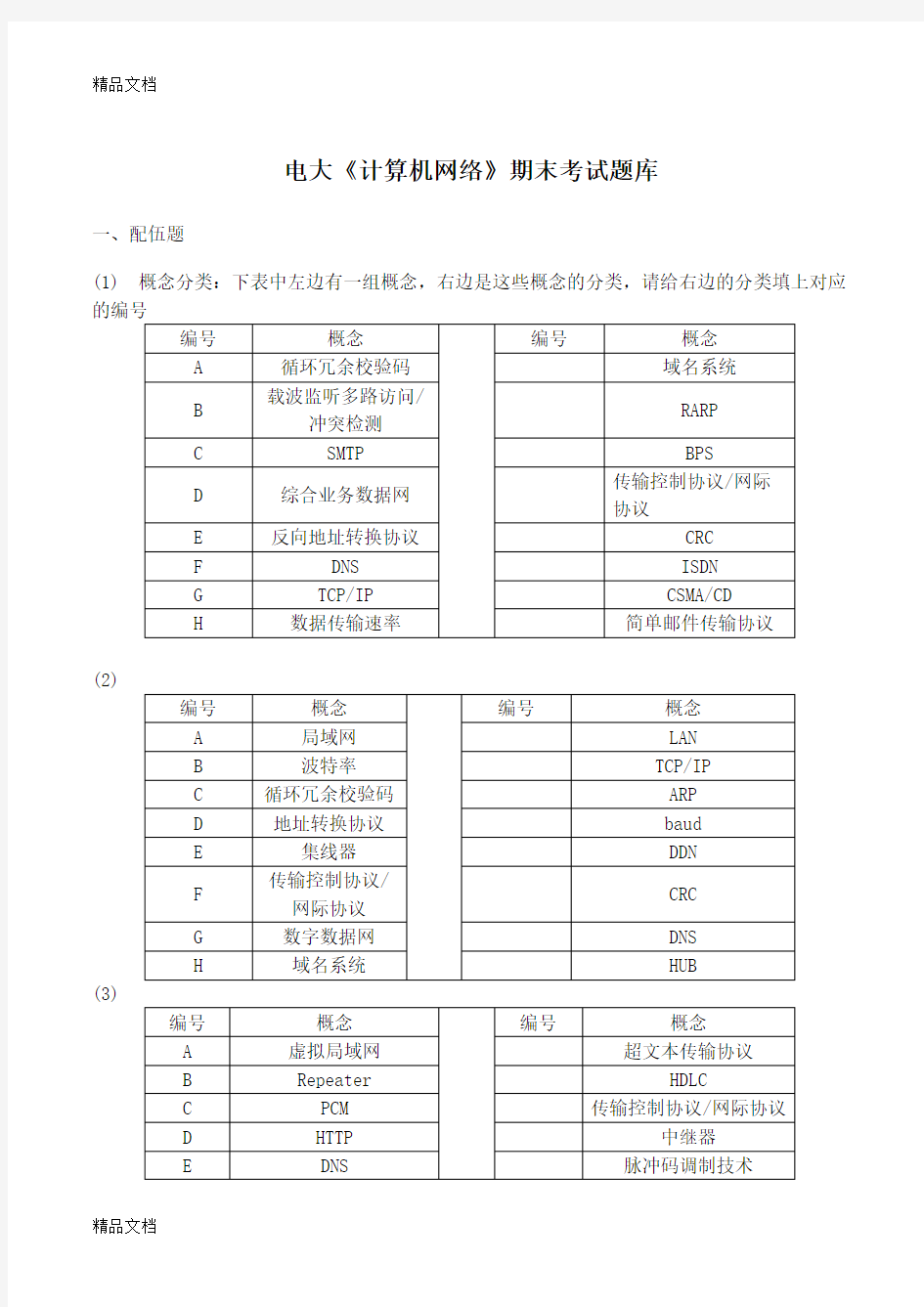 最新电大《计算机网络》期末考试重点及答案