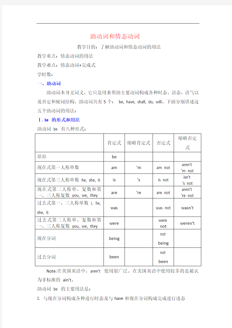 助动词和情态动词