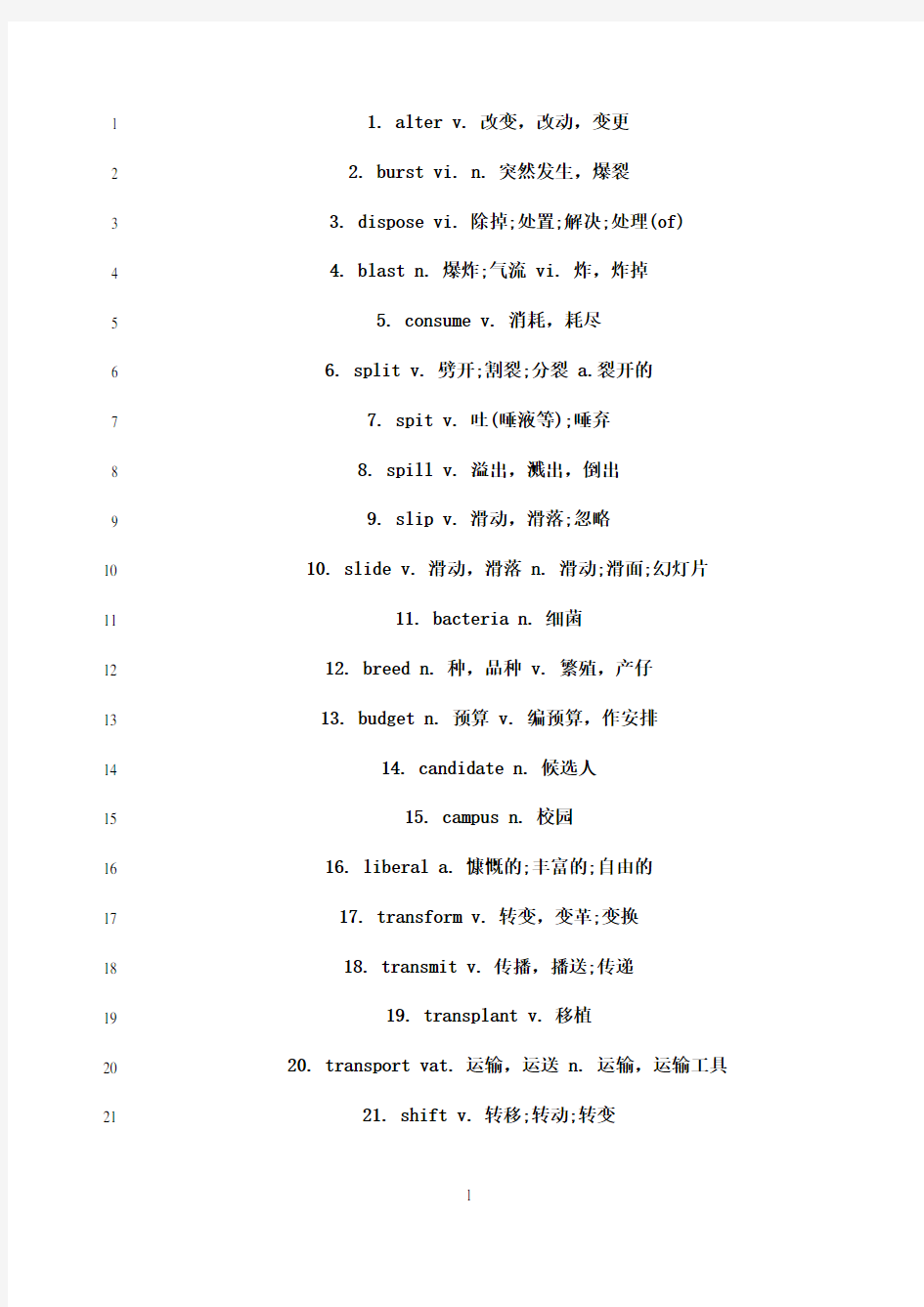 最新500个英语四级高频词汇