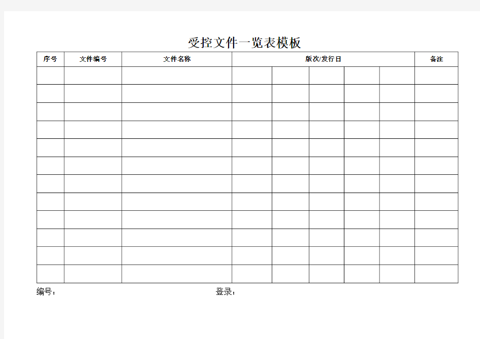 受控文件一览表模板