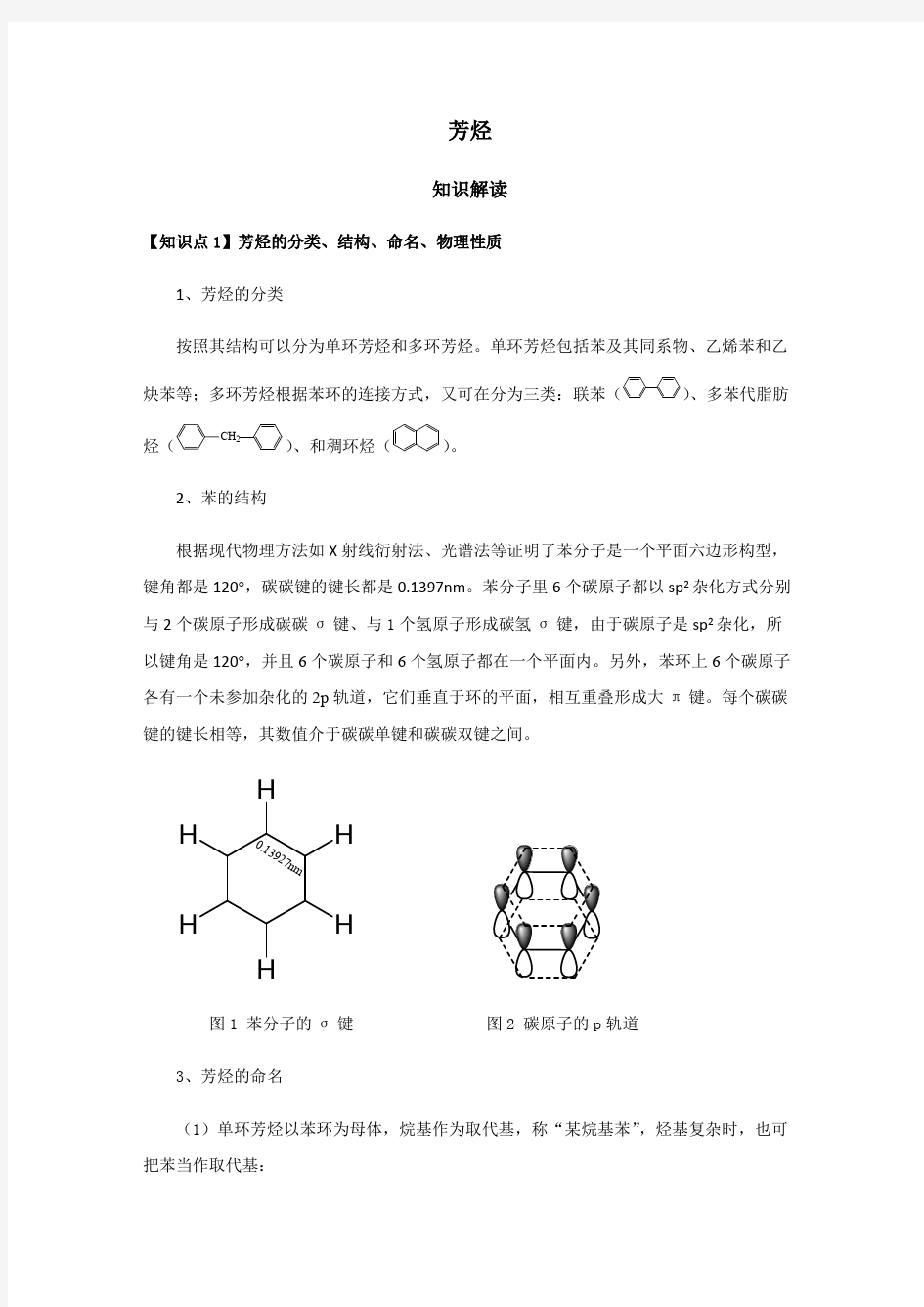 芳烃知识点及试题(化学竞赛用)(word文档物超所值)