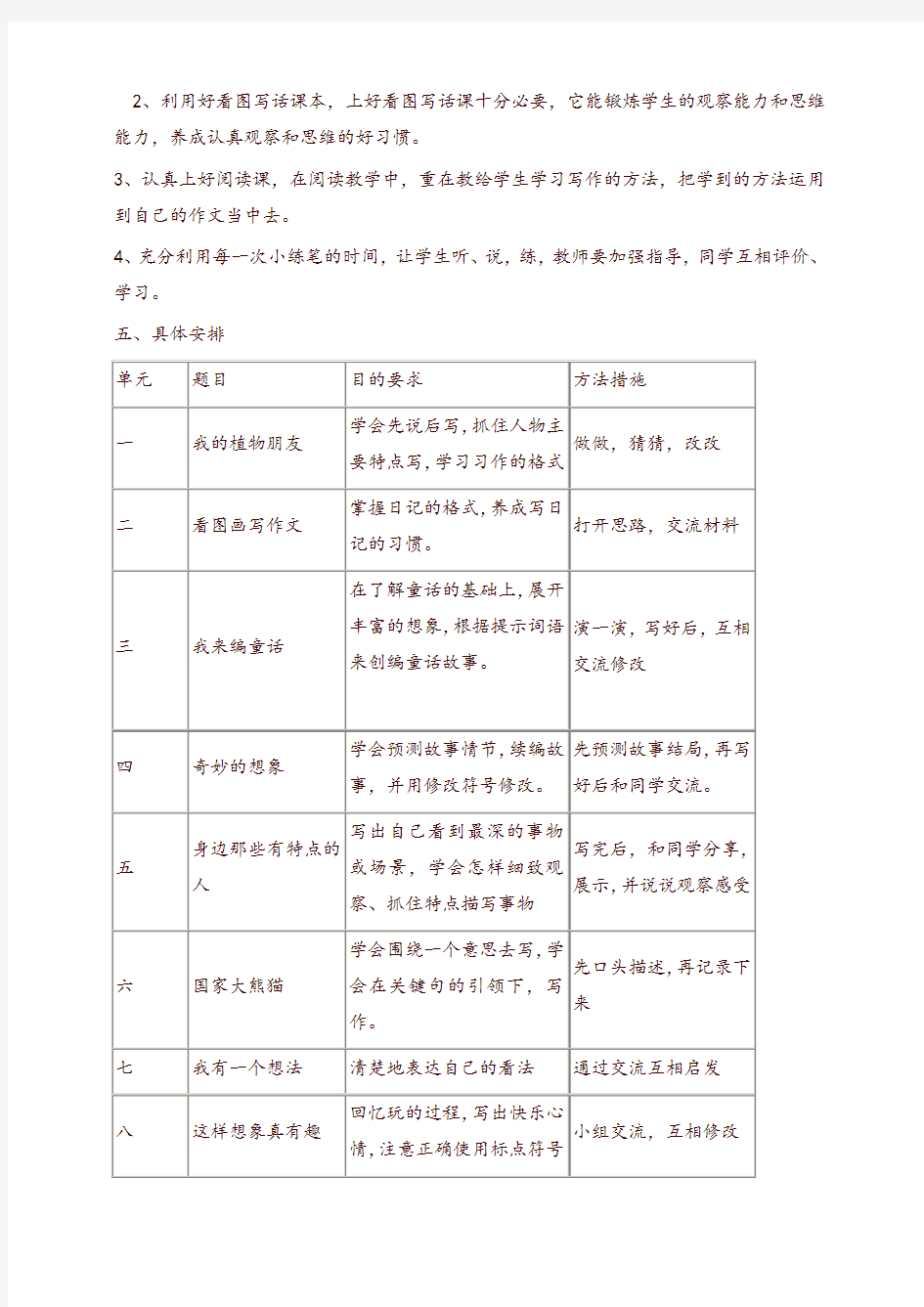 2019最新统编版小学三年级语文下册作文教学计划