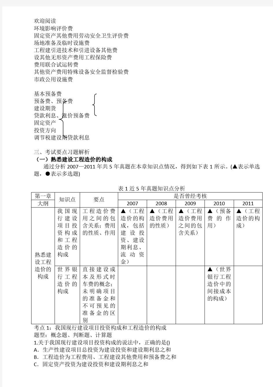 工程造价构成