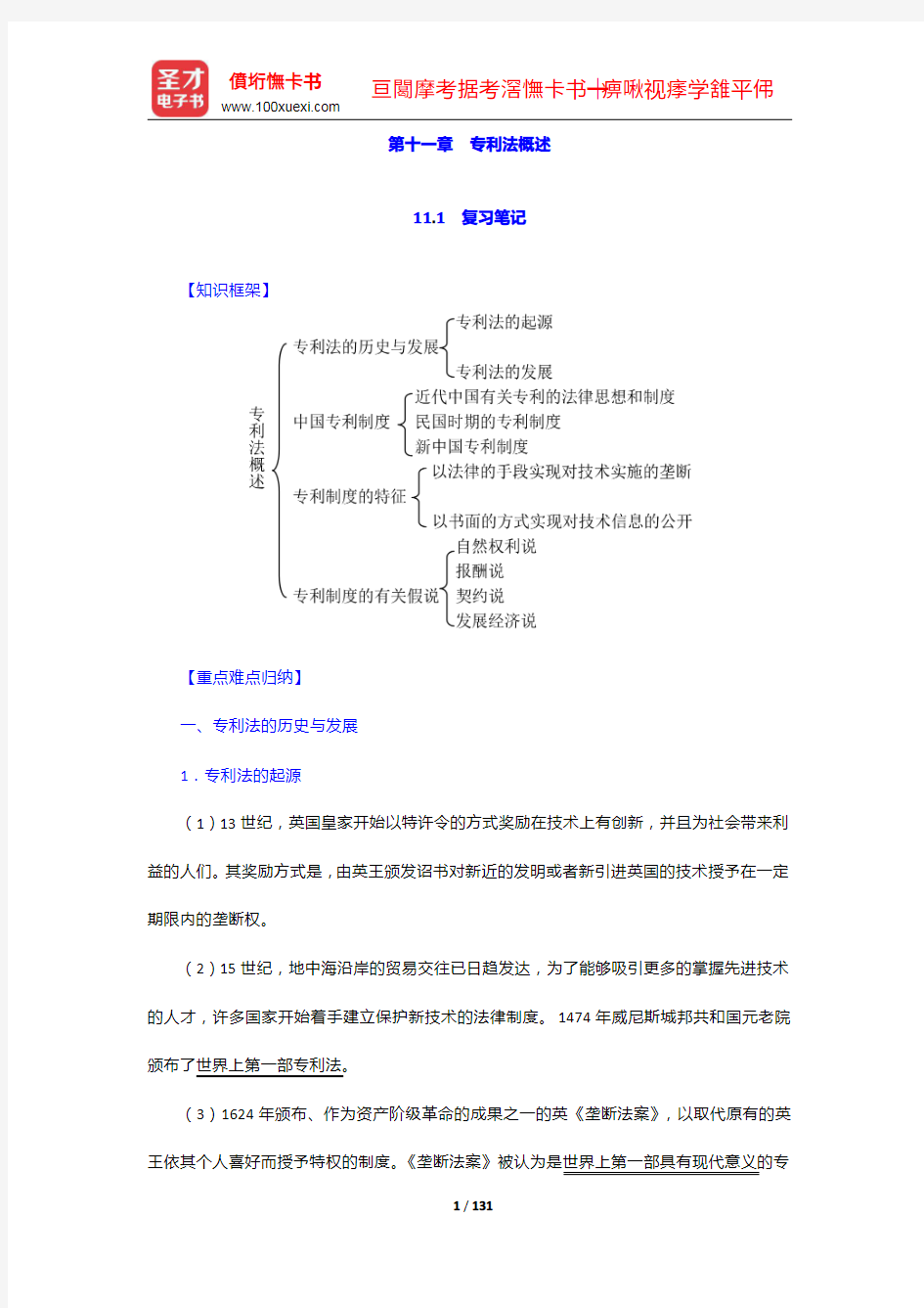 刘春田《知识产权法》笔记和课后习题详解(11-20章)【圣才出品】