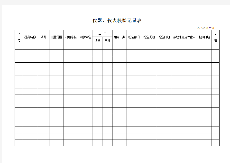 仪器、仪表校验记录表