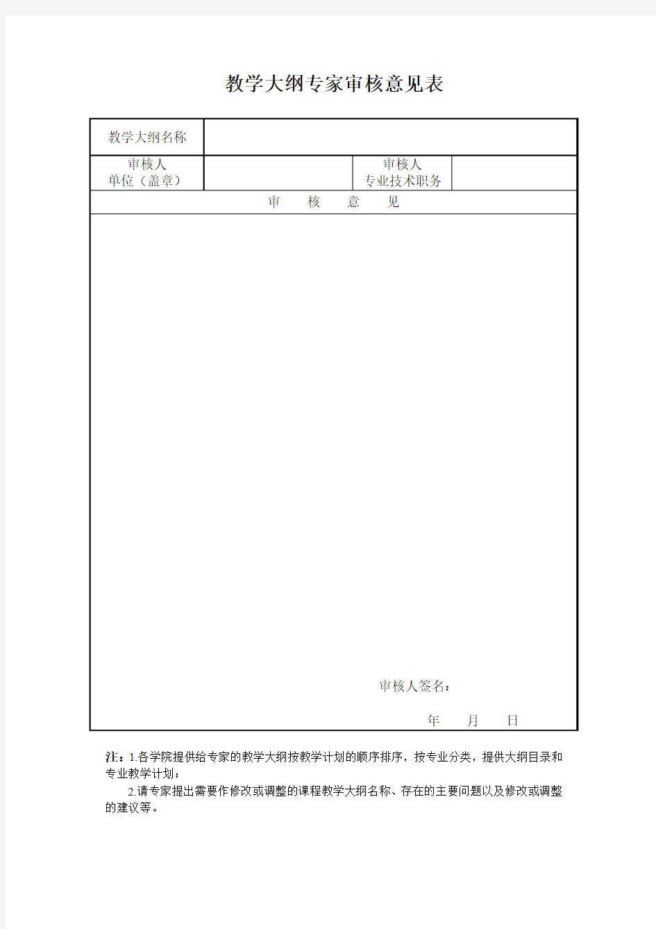 教学大纲评审意见表