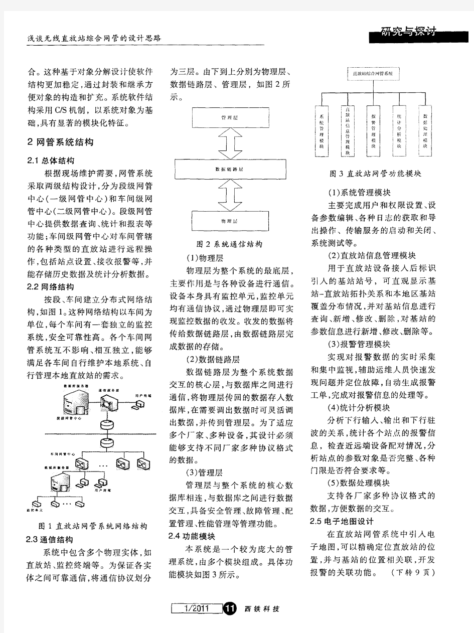 浅谈无线直放站综合网管的设计思路