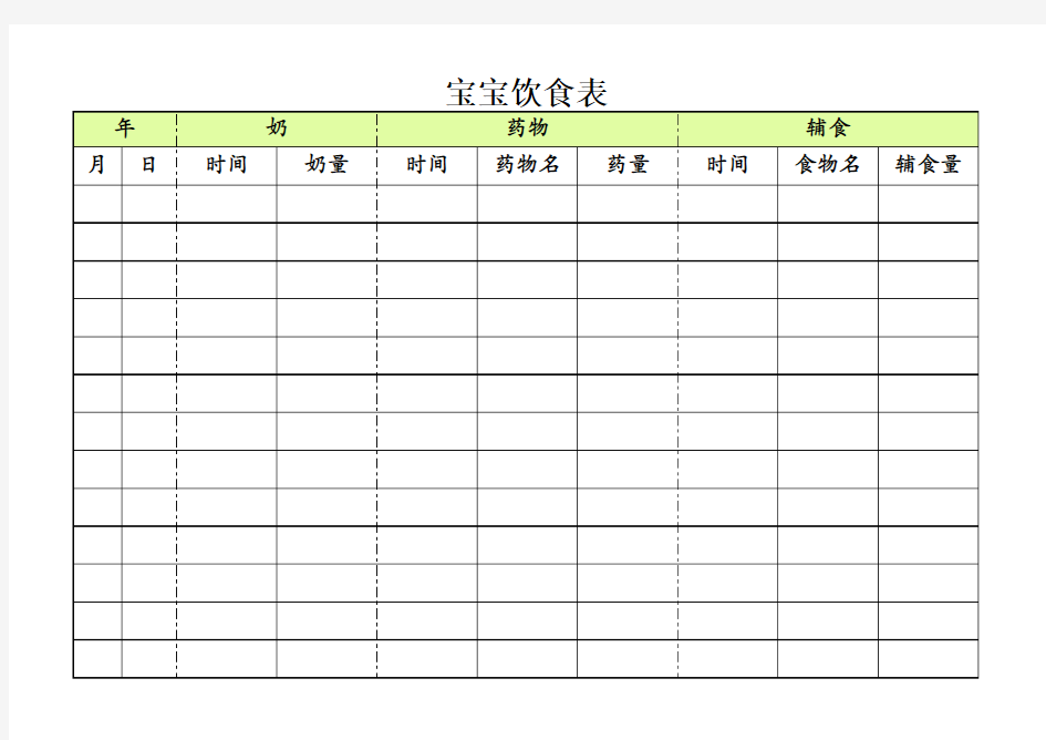 婴儿记录饮食表