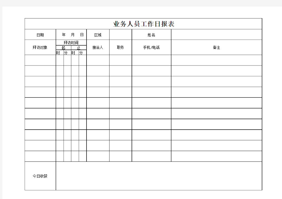 业务人员工作日报表