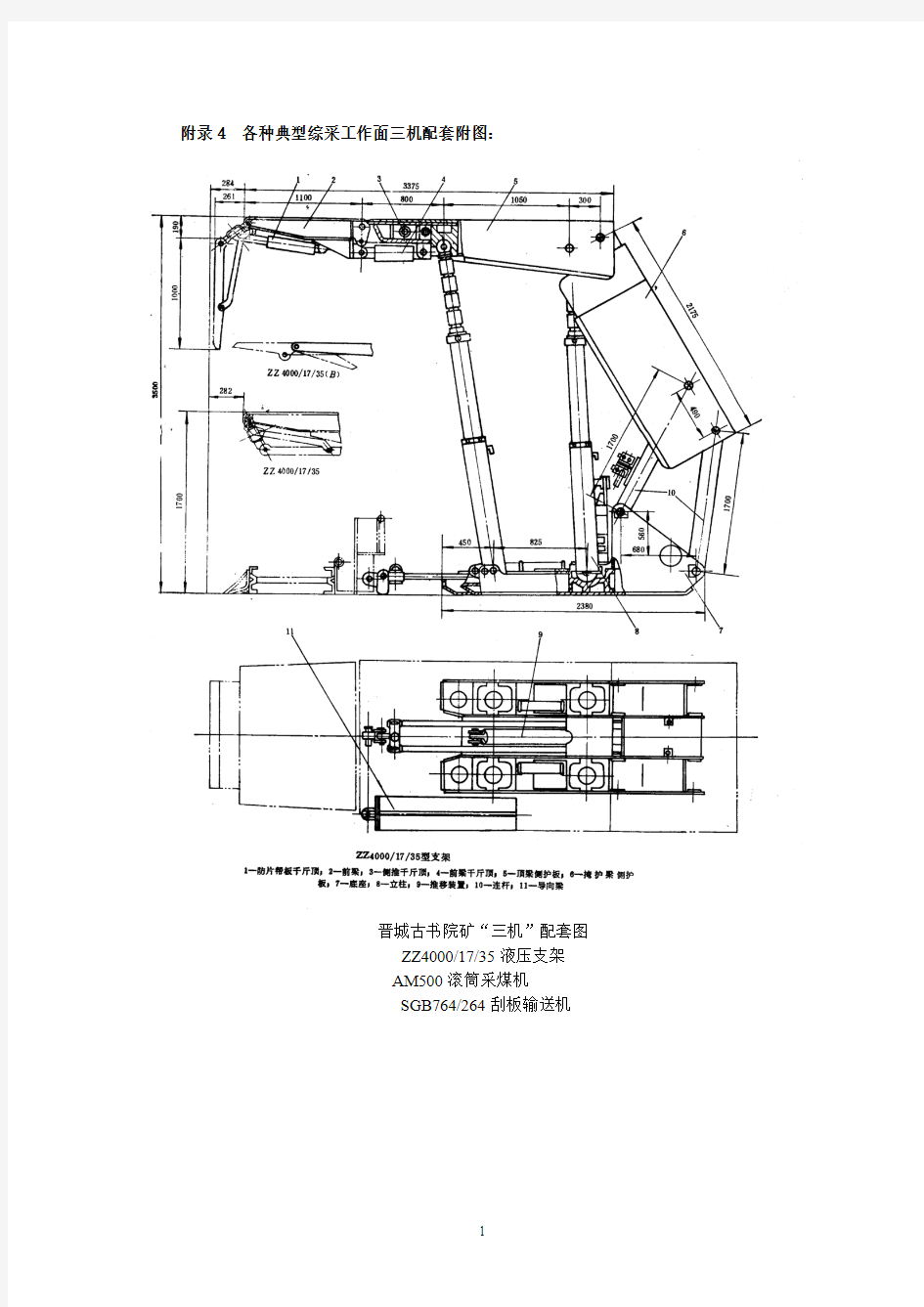 液压支架附录4综采工作面三机配套附图