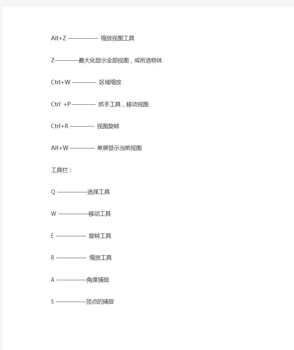 3dmax 常 用 快 捷 键