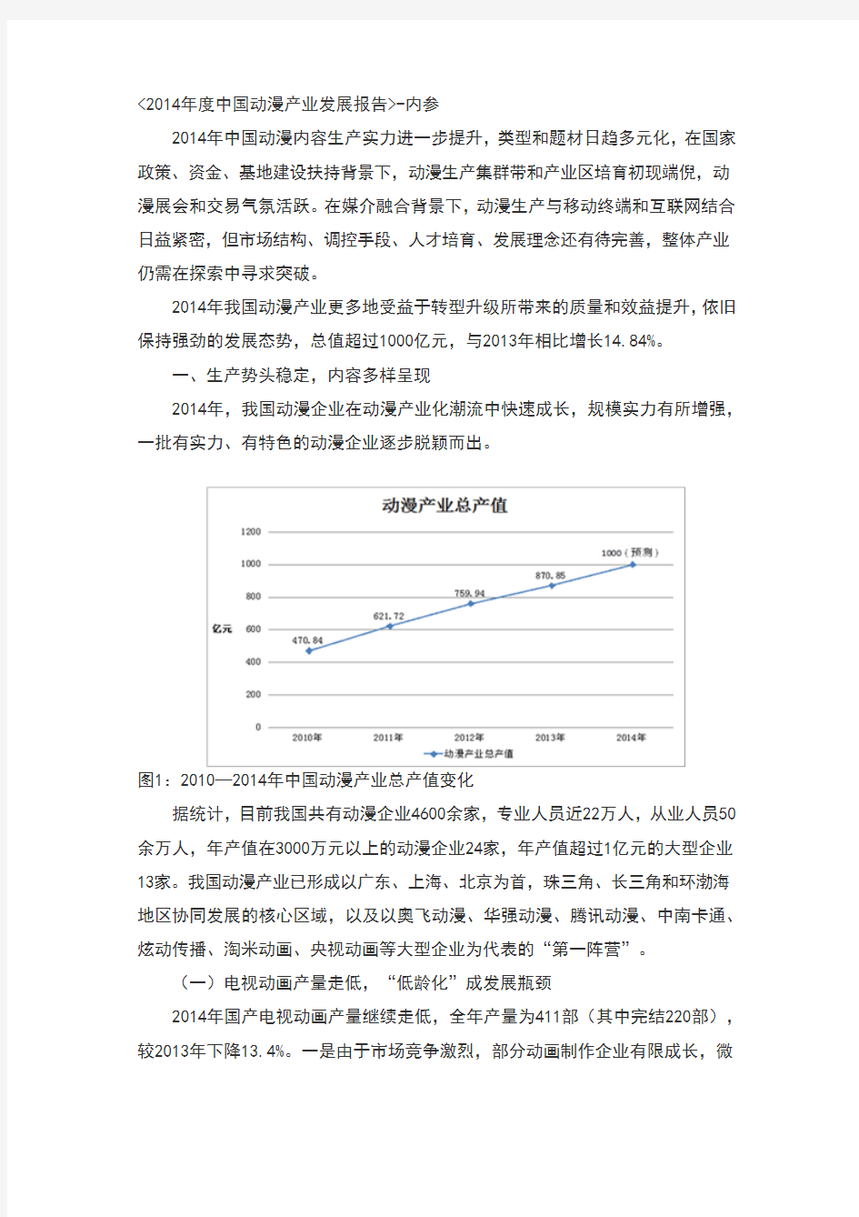 2014年度中国动漫产业发展报告