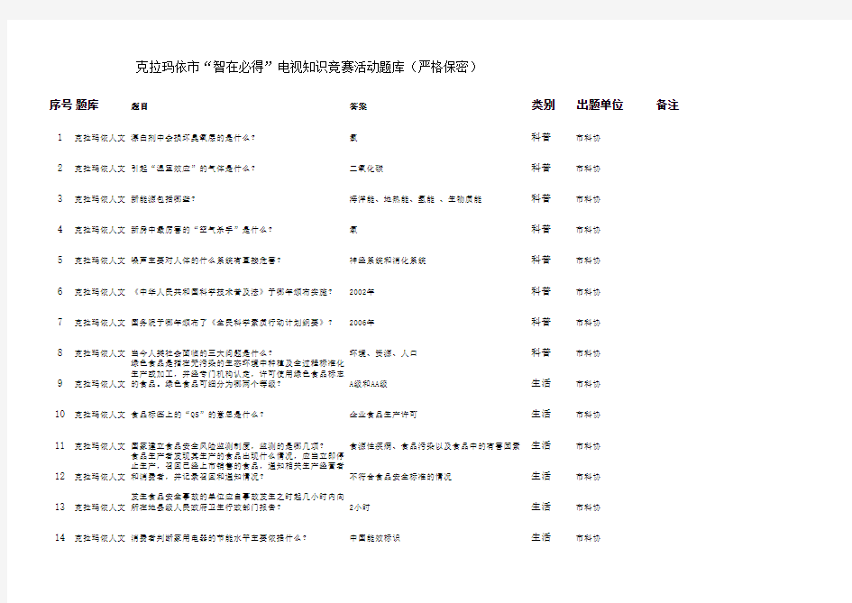 科普类知识竞赛题