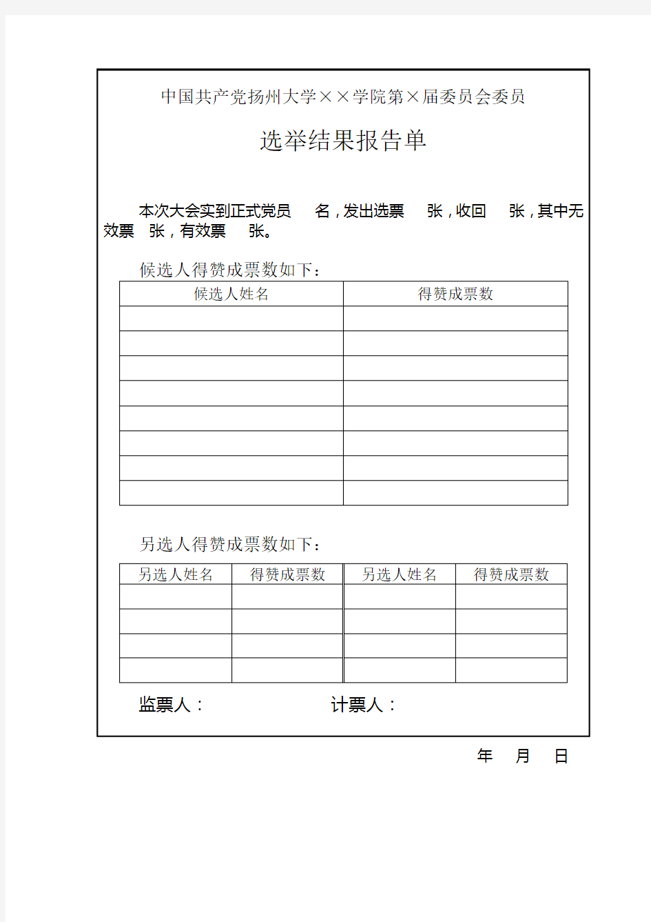 选举结果报告单(一)