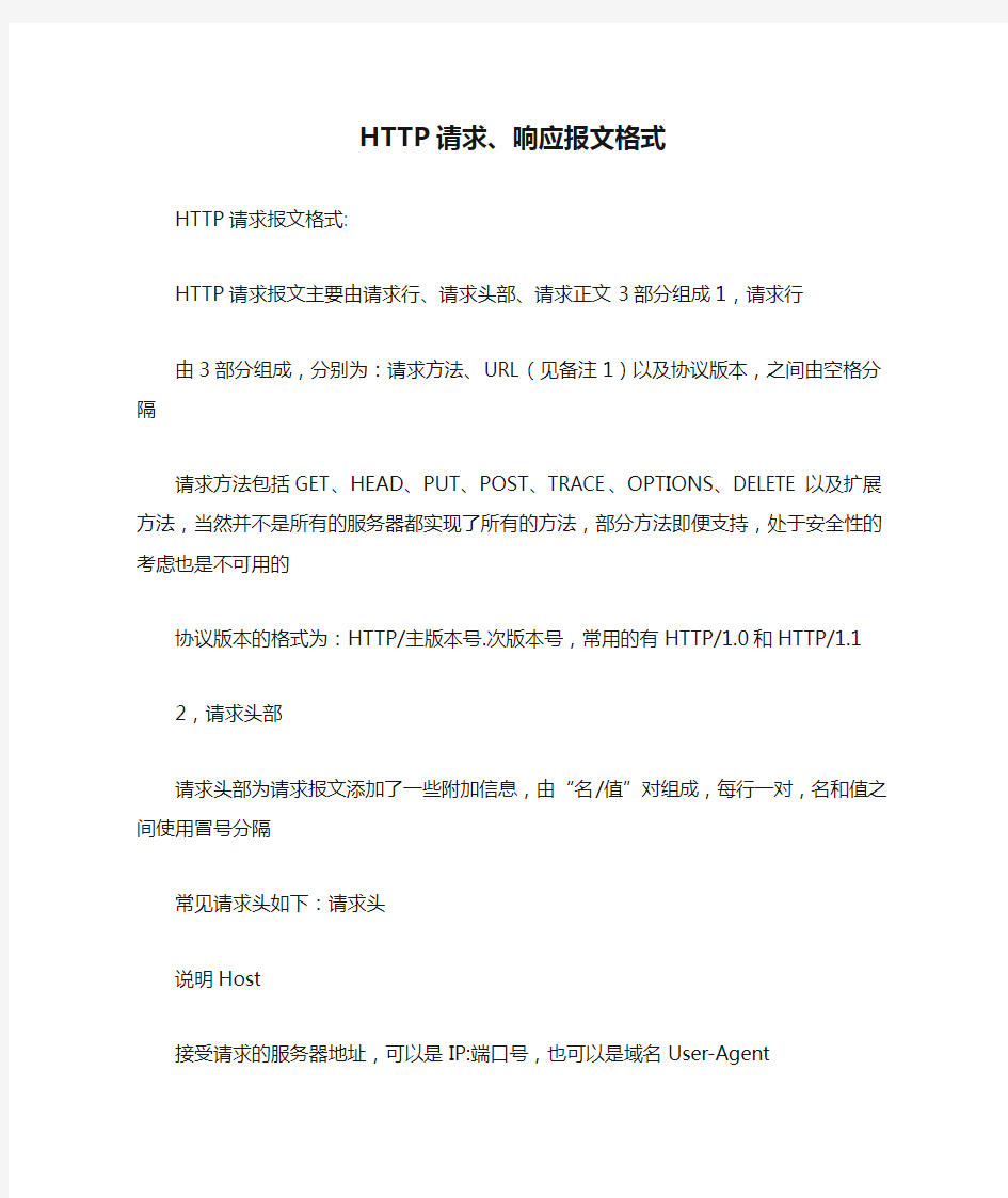 HTTP请求、响应报文格式