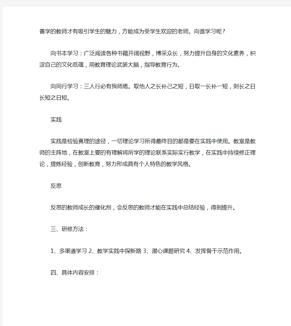 教师个人学年研修计划2019