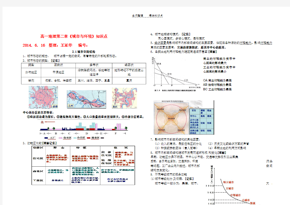 高一地理第二章《城市与城市化》知识点