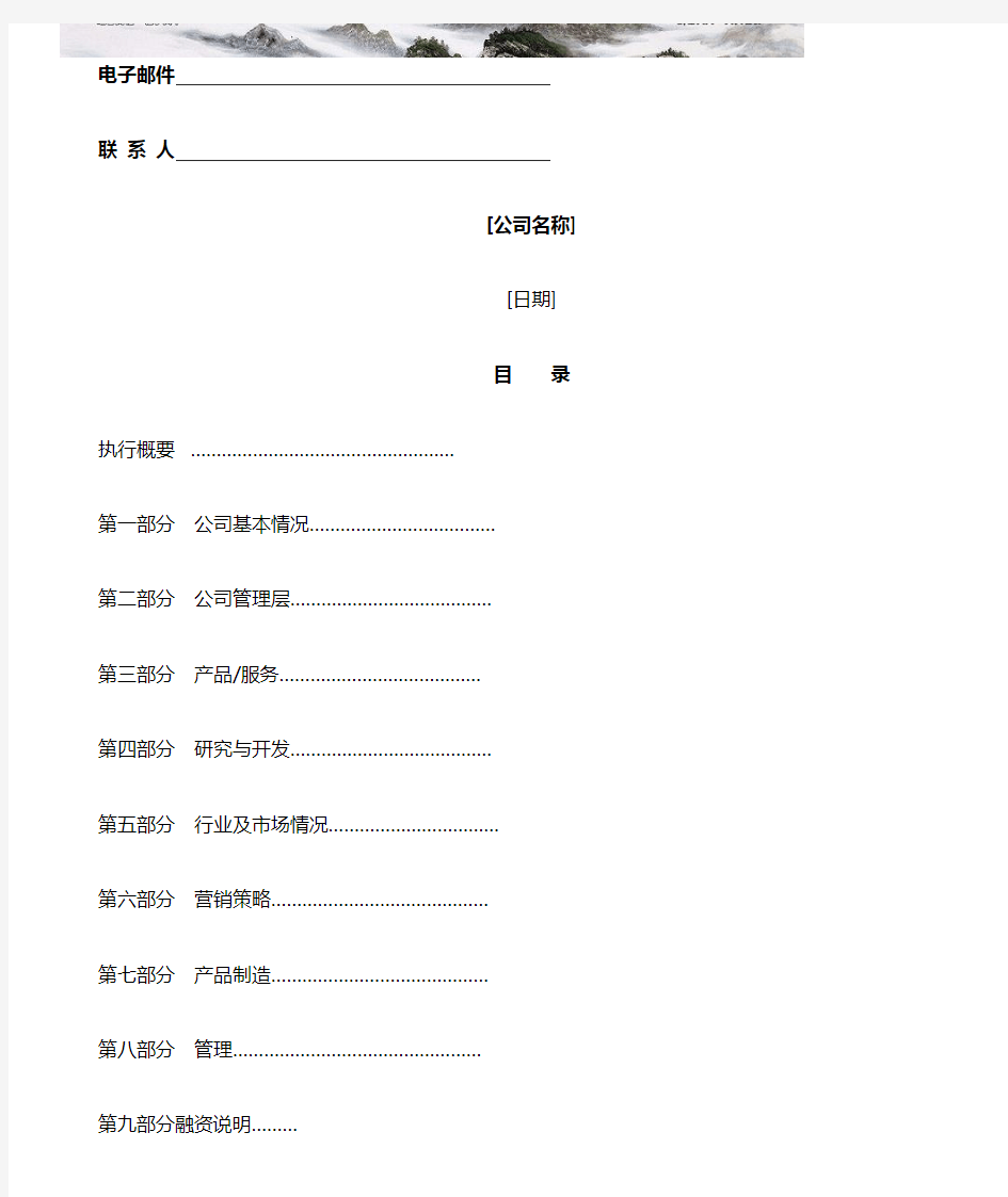 商业计划书标准中文版