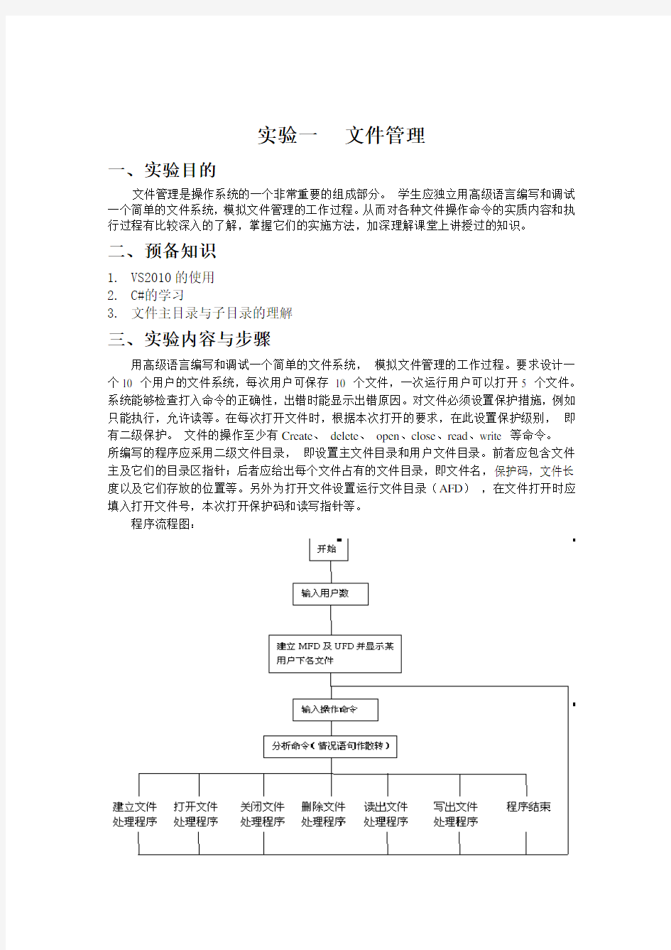 操作系统文件管理实验报告要点