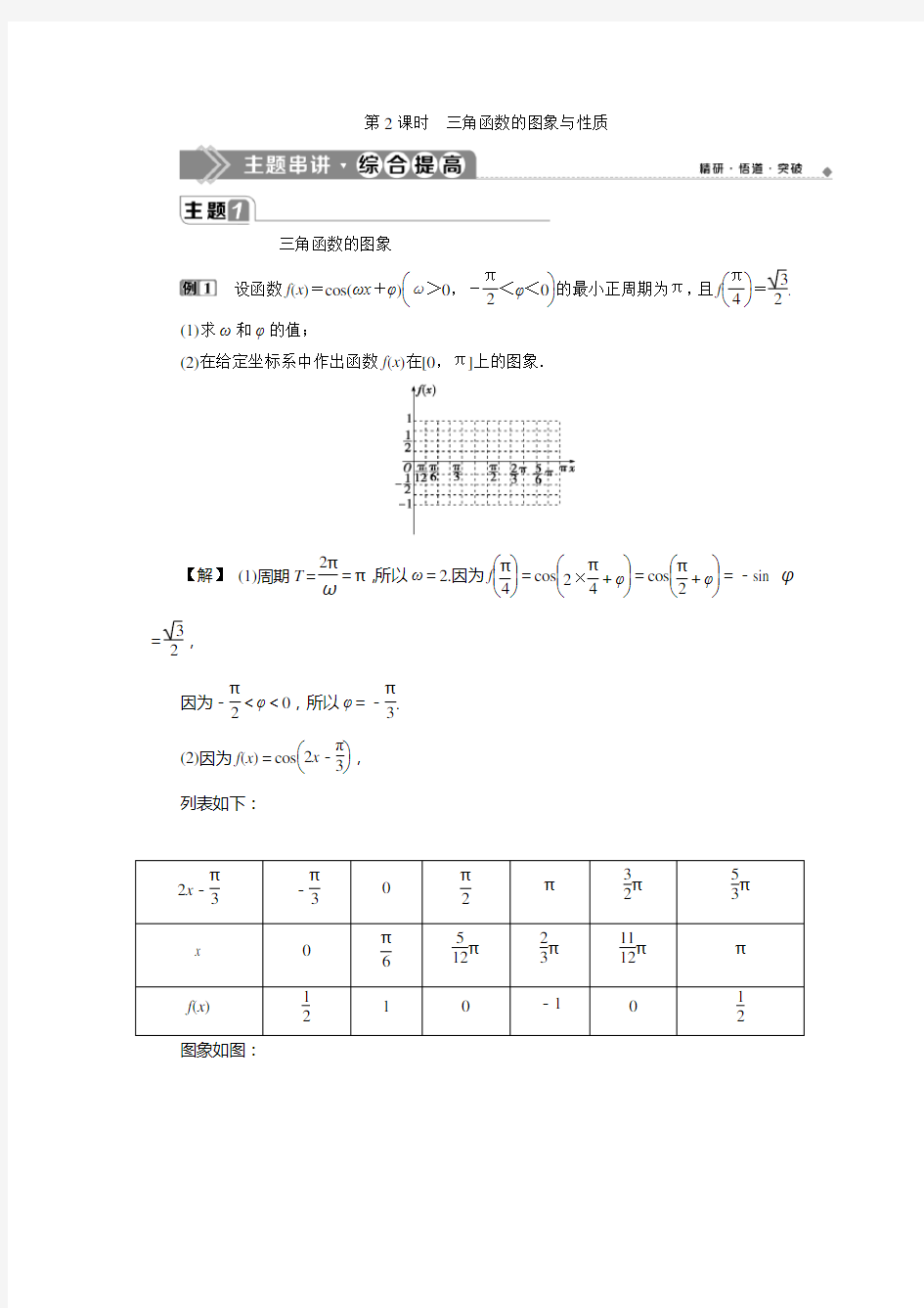 人教版高一数学必修四第一章三角函数的图象与性质