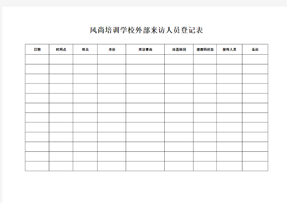 外部来访人员登记表