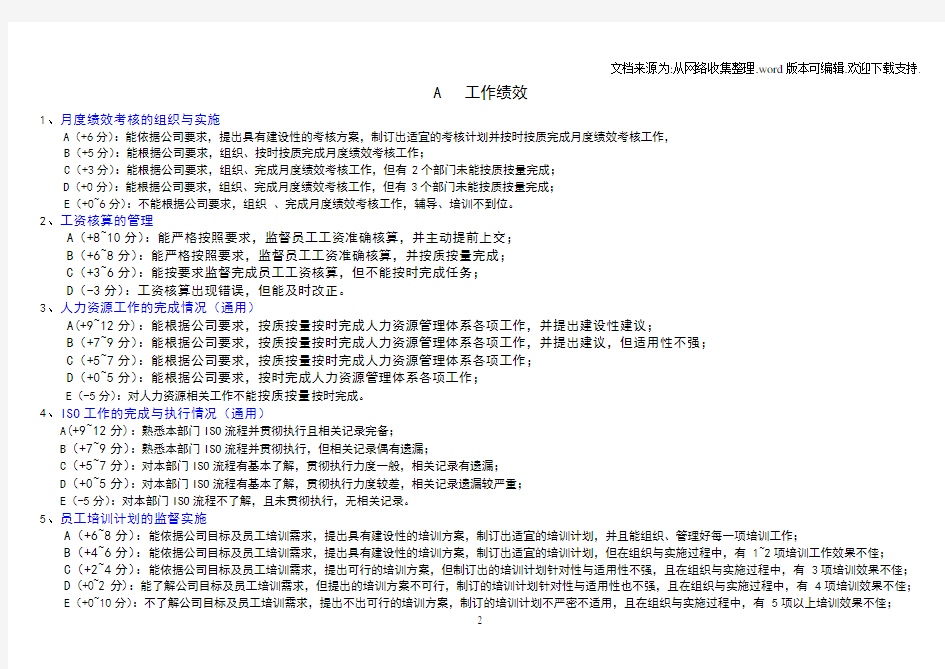 人力资源主管绩效考核表30467