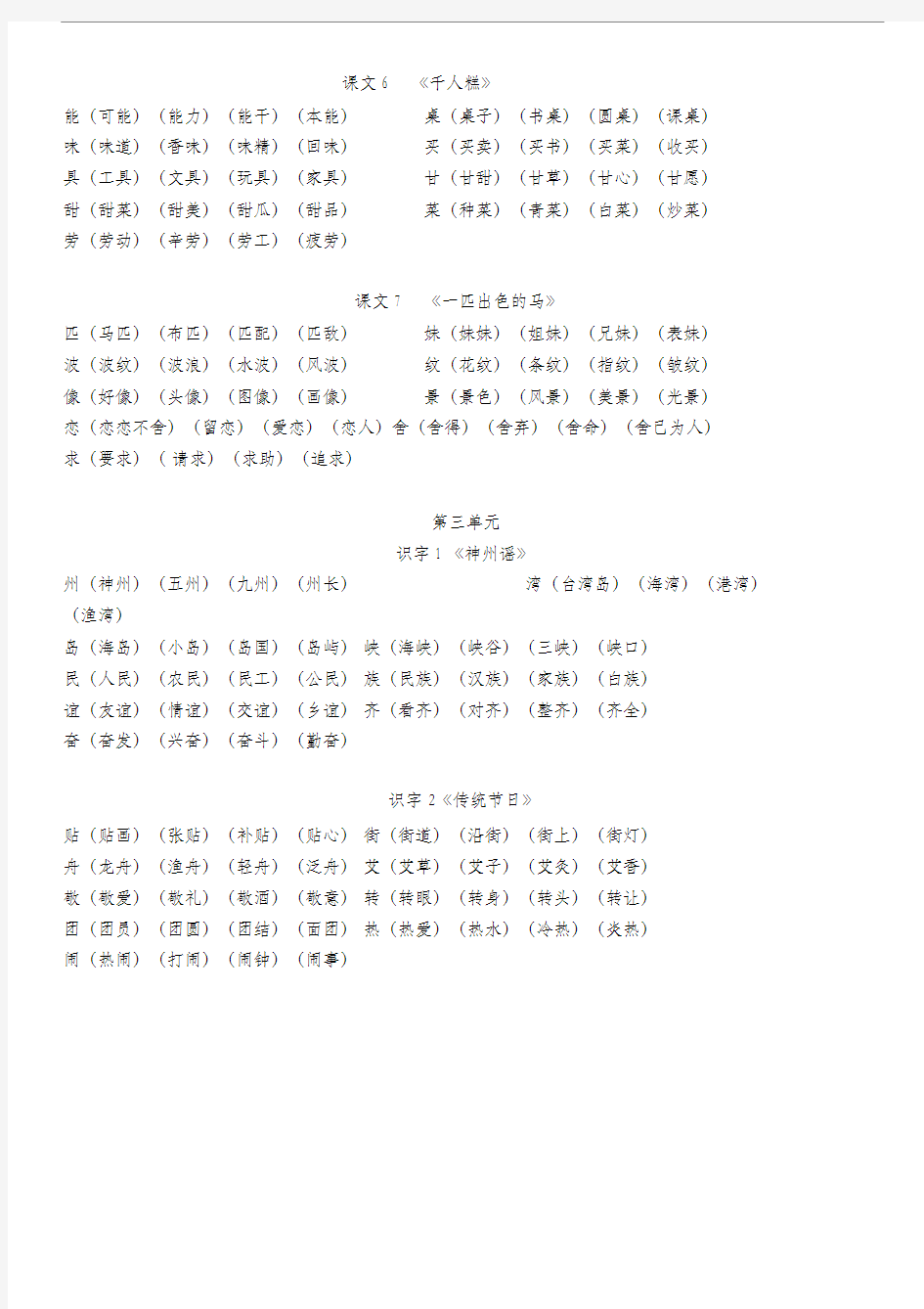 部编版二年级下册生字组词 (1)