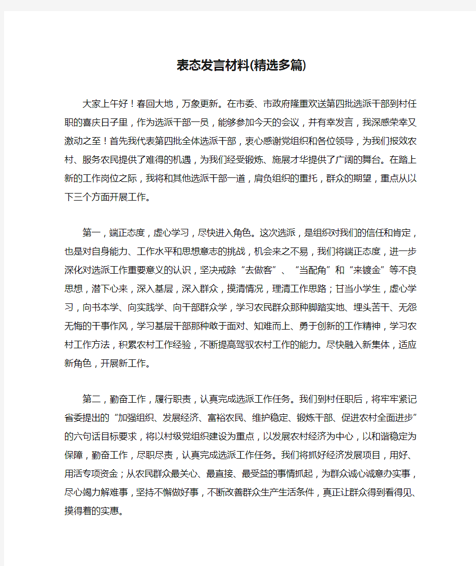 表态发言材料(精选多篇)