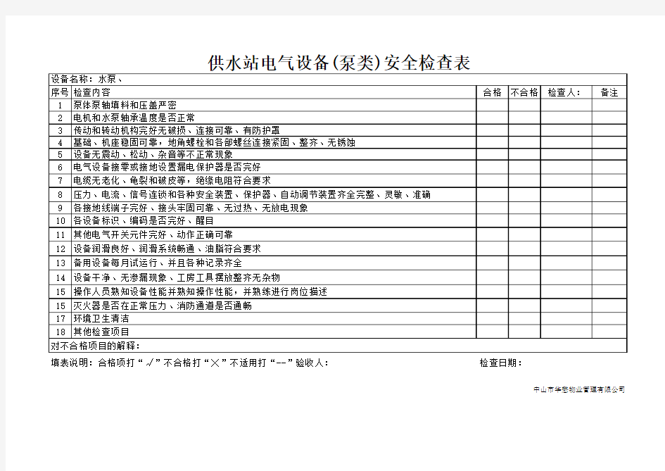 水泵安全检查表-(2)