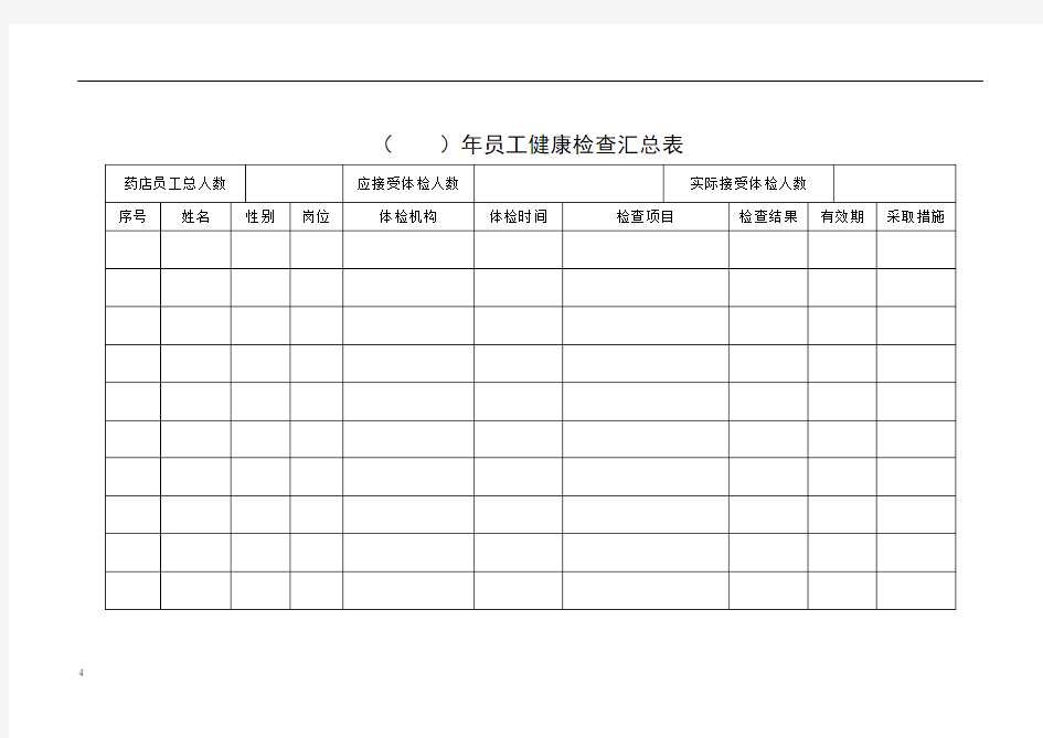 4药店年度员工健康检查汇总表