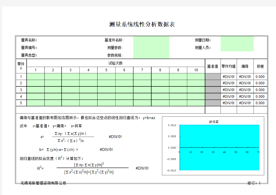 MSA线性分析表-第三版