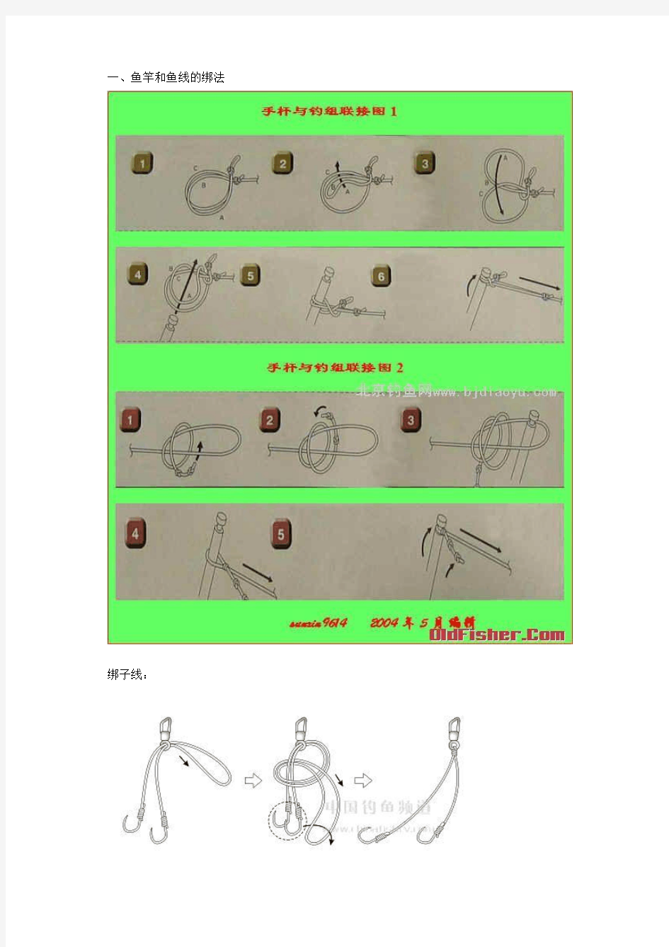 鱼竿鱼钩鱼线的绑法(详细图解)