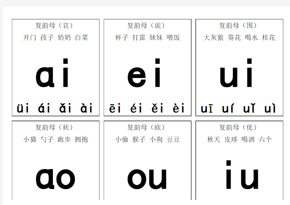 自己整理汉语拼音字母表卡片_读音