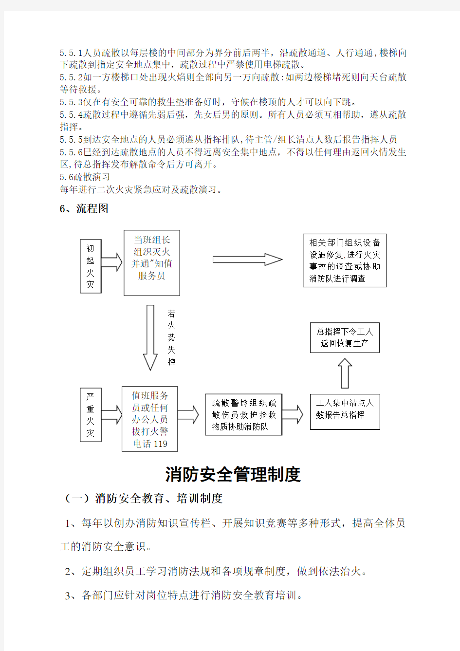 消防安全管理制度及灭火和应急疏散预案