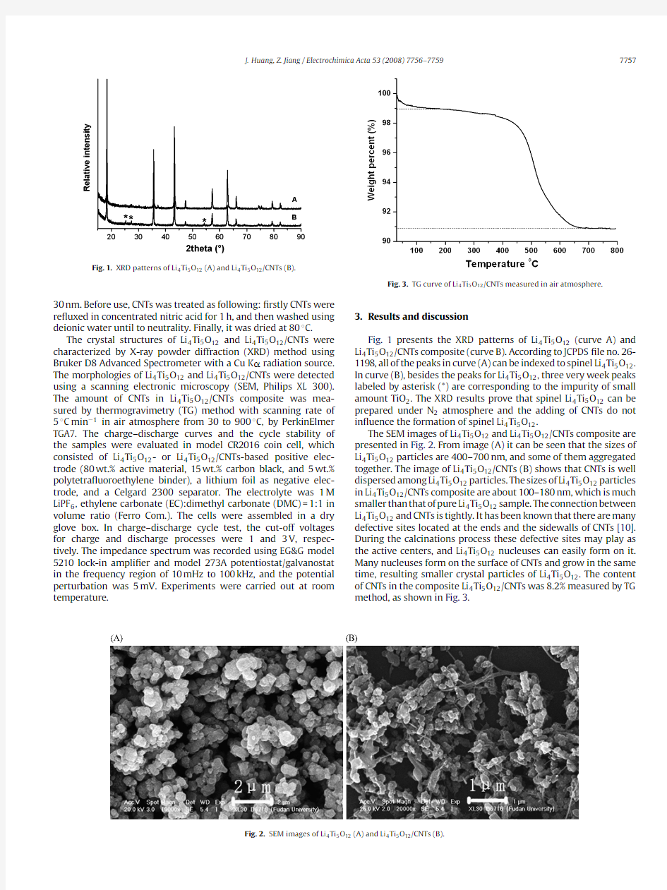 The preparation and characterization of Li4Ti5O12carbon nano-tubes - 副本