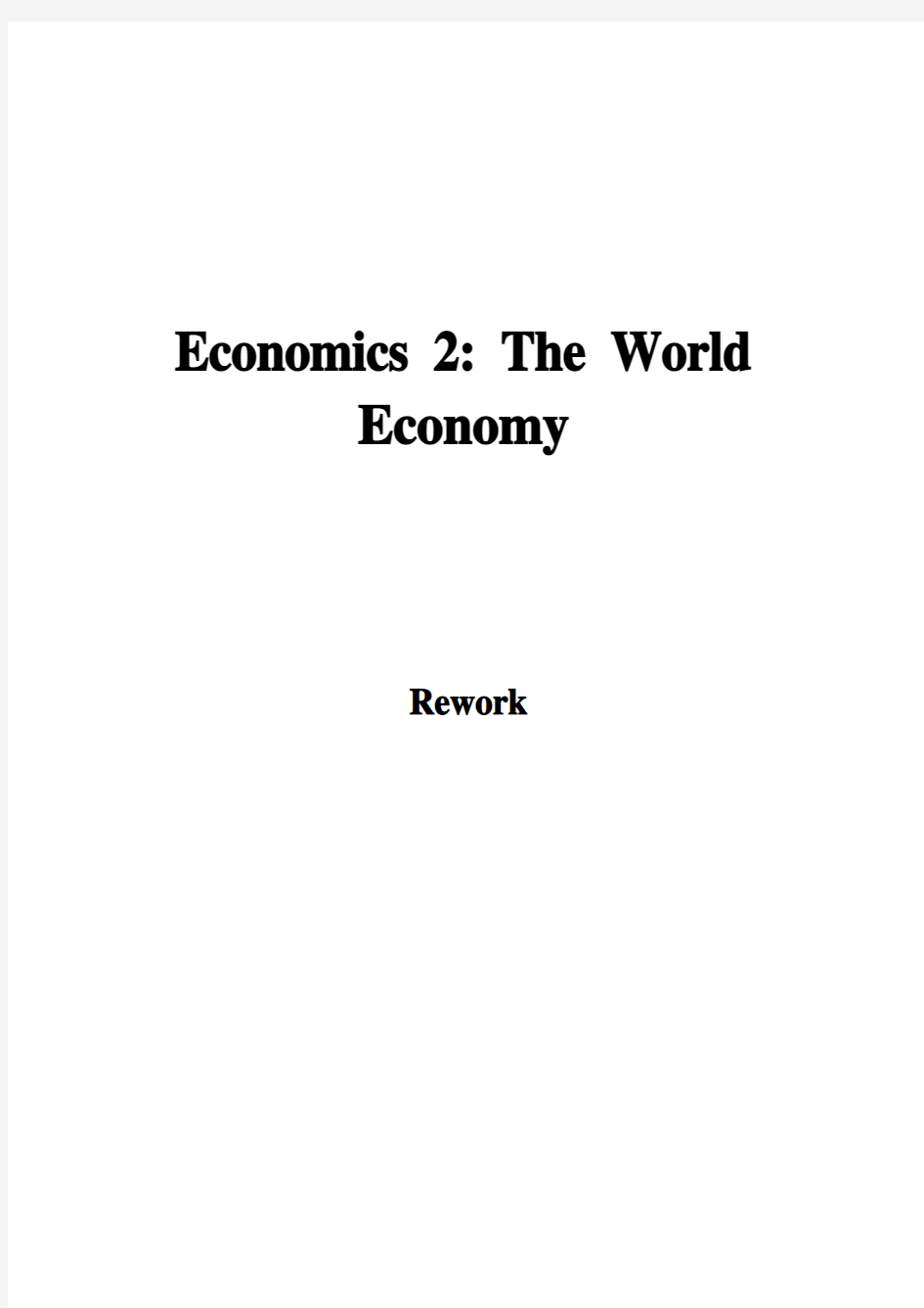 HND Economics 2 The World Economy世界经济学报告