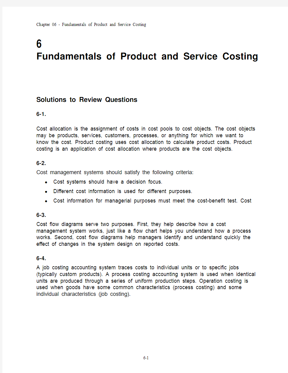 cost accounting solutions, Chap006