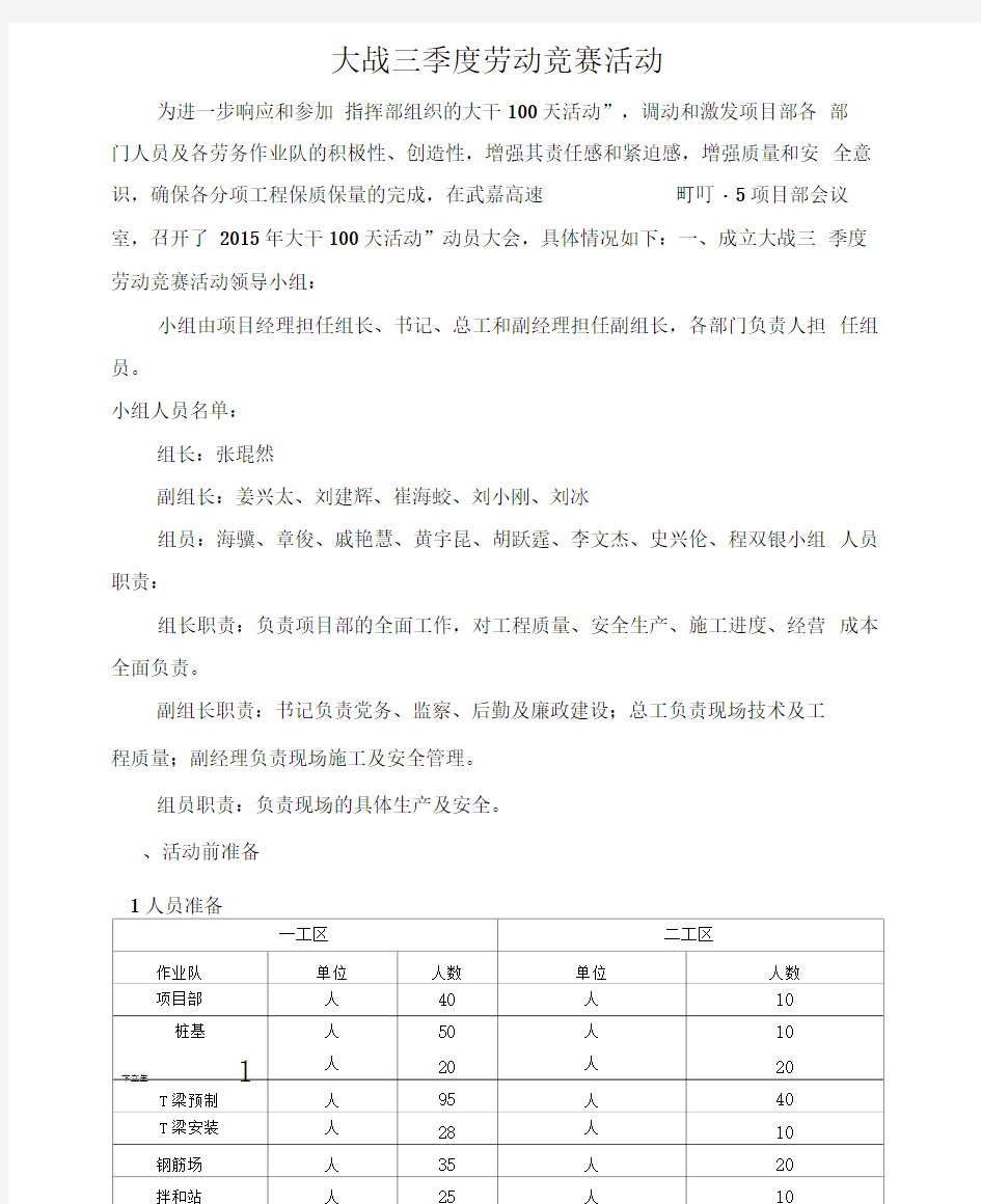 大干100天汇报材料