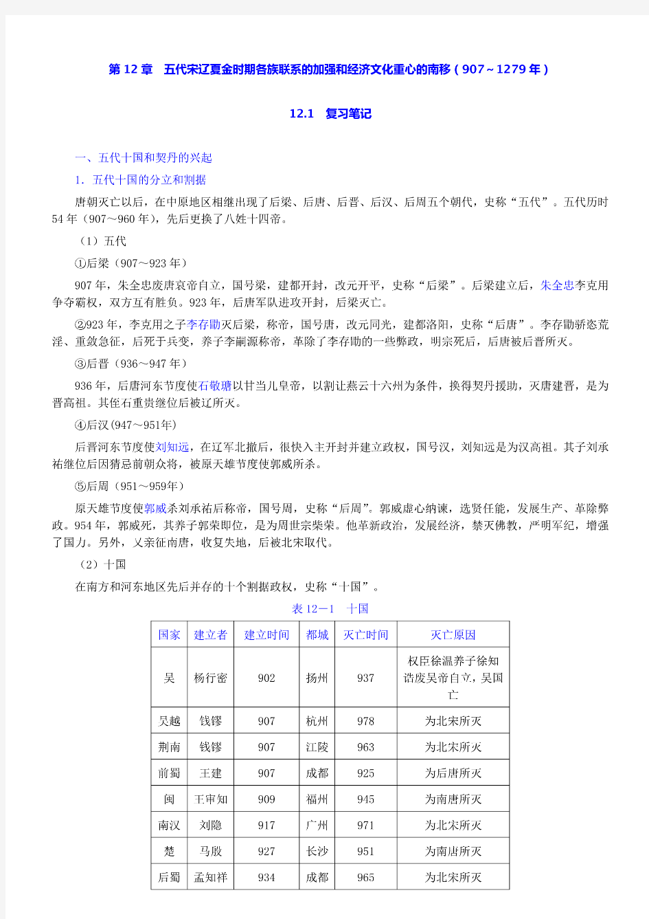 朱绍侯《中国古代史(下册)》(第5版)笔记和典型题