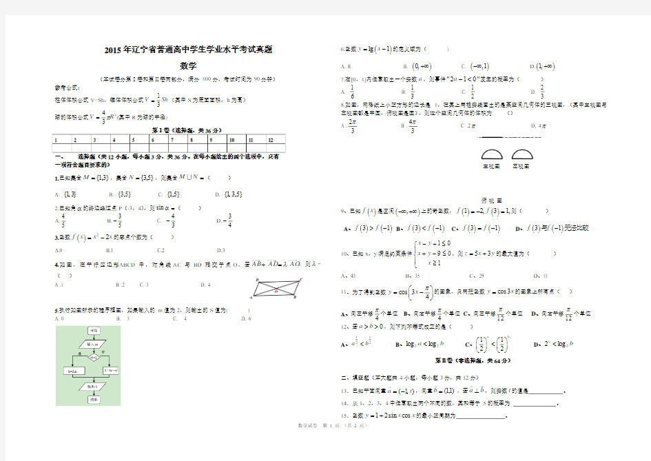 2015年辽宁省普通高中学生学业水平考试真题00