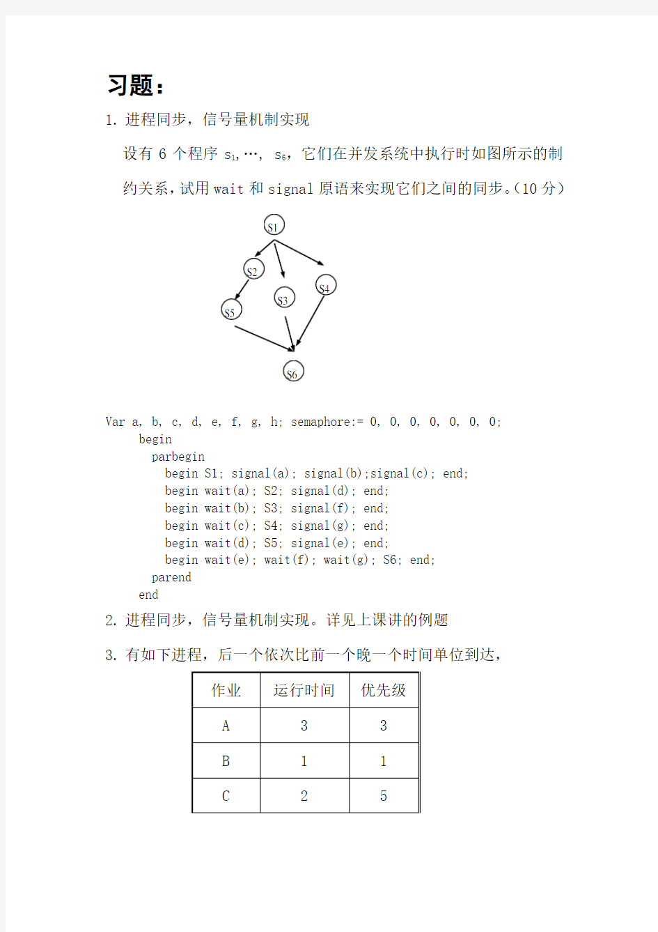 操作系统经典习题教学内容