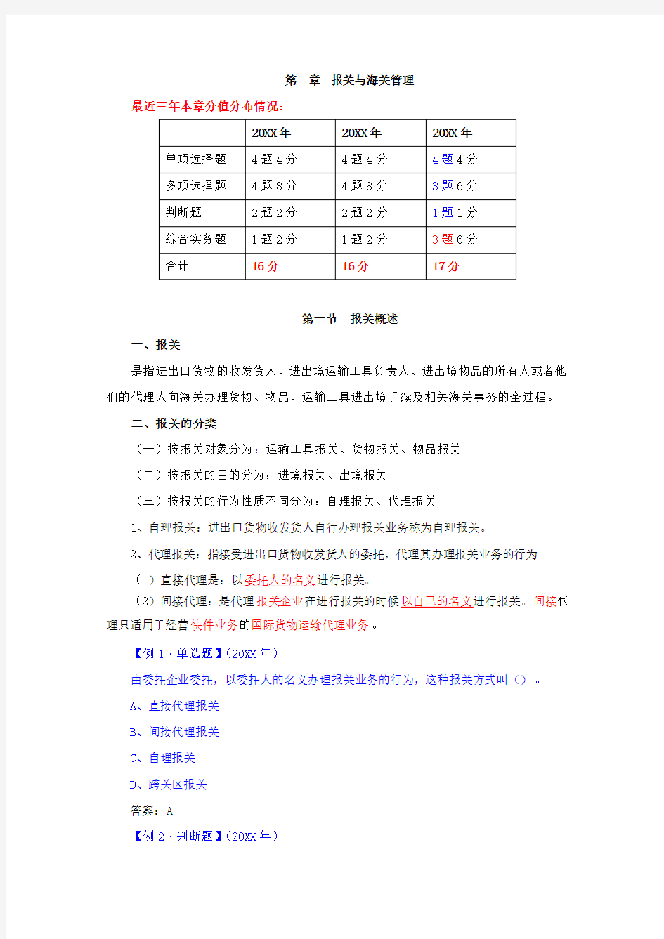 报关单证-XXXX报关员精讲讲义(完结版)第一章