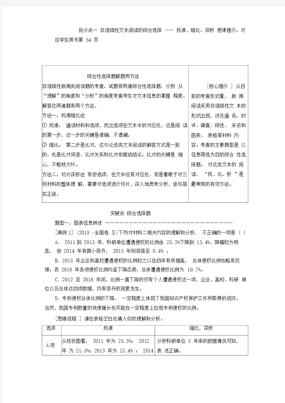 2019年高考语文非连续性文本阅读的综合选择含答案