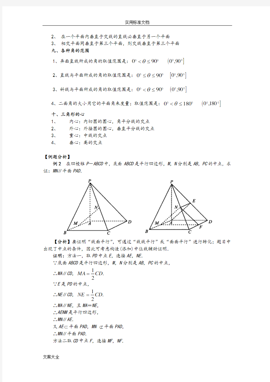 必修二立体几何复习+经典例题