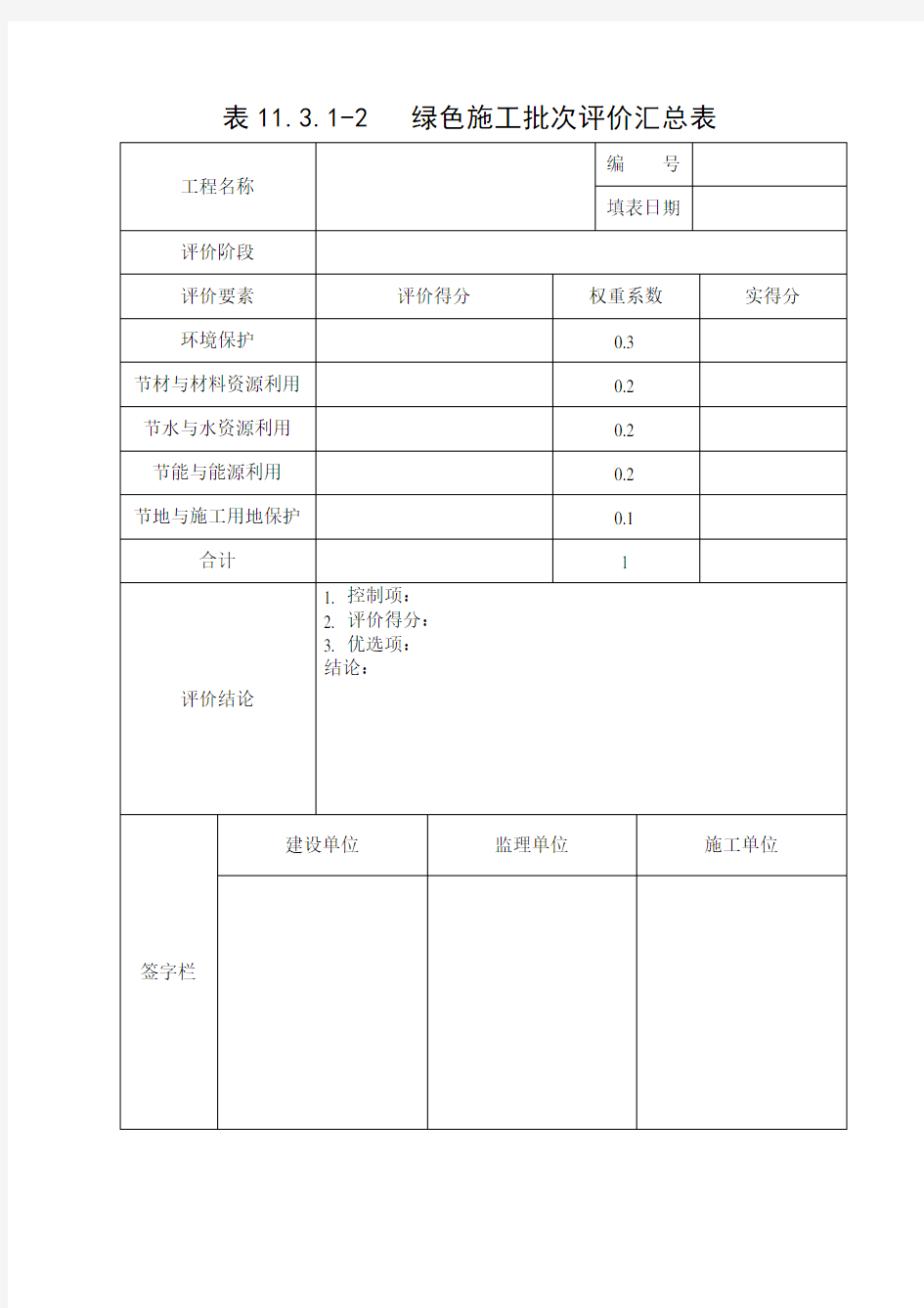 绿色施工表格汇总表